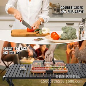 Bandeja de servir de madera Kai Rui con tapa transparente, asa portátil, multifuncional para uso en el hogar y al aire libre. - Product Image 1