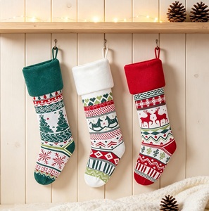 Wholesale Vintage Knit <b>Christmas</b> Stocking Set Tree Snowflake Pattern Home Fireplace Festive Gift Sock Decorations - Product Image 3