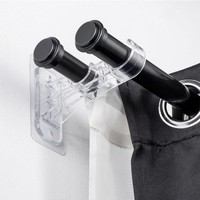 Support de tringle à rideau double. Pas de perçage requis. Fixateur de tringle à rideau adhésif pratique.