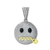 Bijoux Hip Hop Plaqué Or Iced Out Cubic Zircon Charms Pendentif émoticône en argent sterling 925 pour homme