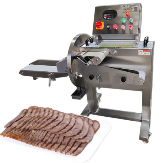 Automatic Meat Cutting Machine Bacon Ham Cooked Beef Slicer Cutter Poultry Cutter Code Strips Cutting Machinery Food Machine