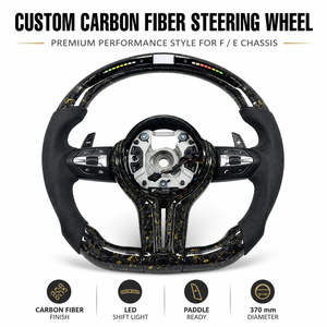 Volant LED pour F10 M5/M6/M8 F06 F12 F13 F90 F92 F93 Série 5/6/7 en fibre de carbone et cuir / Design sportif et luxueux - Product Image 6