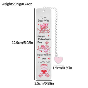 Marque-page Saint-Valentin en forme de cœur Cupidon, pour déclaration d'amour, couple amoureux, mari et femme, souvenir de mariage romantique, cadeau - Product Image 3