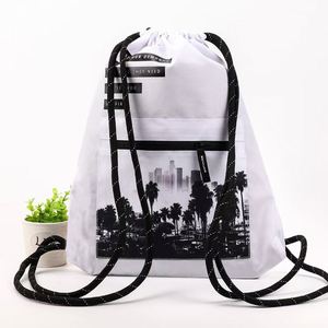 Factory Cheap Custom Polyester Bag Gym Sports Draw String White Sport <b>Backpack</b> <b>Drawstring</b> Bags With Logo Printed - Product Image 1