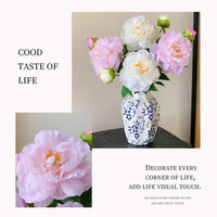 Pivoine chinoise en soie, fleurs artificielles haut de gamme, bouquet réaliste pour décoration de salon et de mariage