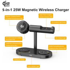 Support de charge rapide sans fil magnétique 5-en-1 Qi2.2 Standard 25W/5W avec rotation à 360°, design pliable, lumière LED et refroidissement <span class=keywords><strong>TEC</strong></span> - Product Image 2