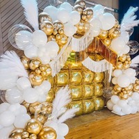 Kit d'arche de guirlande de Noël, ballons métallisés double face blancs et dorés, décoration murale et toile de fond pour mariage, anniversaire, rentrée scolaire