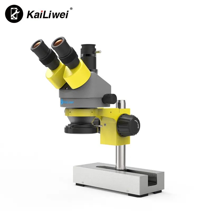 Microscope trinoculaire universel en acier inoxydable, avec support réglable, microscope de base, 7-45x
