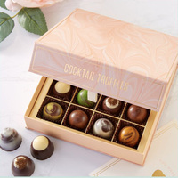 Boîte à chocolat multifonctionnelle de luxe personnalisée avec logo écologique, faite à la main, en carton, avec fermeture magnétique et fenêtre de séparation pour truffes