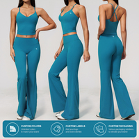 Ensemble de sport 2 pièces personnalisé pour femme : débardeur court et pantalon de yoga taille haute à jambes larges
