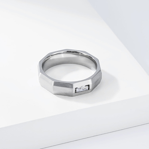Bijoux de mode, bague en acier inoxydable plaqué or 18 carats, design géométrique, zircon, pour homme et femme, mariage, fiançailles - Product Image 4