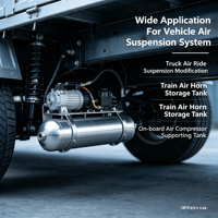 Tangki Udara Aluminium Seamless 1 Galon 200PSI Multi Port NPT untuk Suspensi Udara Truk, Kompresor Udara, dan Kit Klakson Kereta