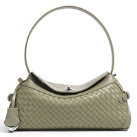 Sac à Main de Luxe Tendance, Confortable, en Cuir Véritable Tressé, Portable, Style Vintage, pour Femme