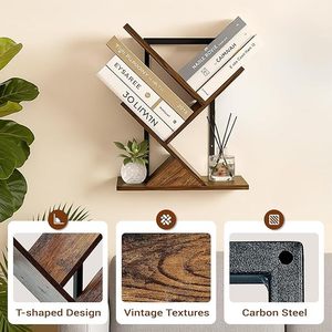 Passing On <b>The</b> <b>Kingdom</b> Tree Shaped Wall Mounted Bookshelf Brown Black 24 Inch Space Saving Bookcase For Home Office Storage - Product Image 4