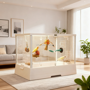 <span class=keywords><strong>Cage</strong></span> à oiseaux Design de mode pour perruches pinsons canaris oiseaux d'amour grande <span class=keywords><strong>cage</strong></span> à perroquets avec supports en bois plateau coulissant - Product Image 6