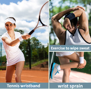 Pulseras deportivas Muñequeras de algodón Muñequeras Bandas <span class=keywords><strong>para</strong></span> <span class=keywords><strong>el</strong></span> sudor <span class=keywords><strong>para</strong></span> tenis Baloncesto Correr Gimnasio - Product Image 4