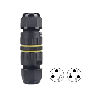 M16 2 Way 3 Pin IP68 Outdoor Waterproof Electrical Cable Connector Suitable for Repair and Extend Power Cables
