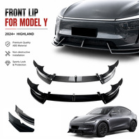 Nouvelle version 2024 2025 Tesla Model Y Juniper : Kit carrosserie en fibre de carbone avec lèvre avant et séparateur en 3 parties pour pare-chocs d'angle