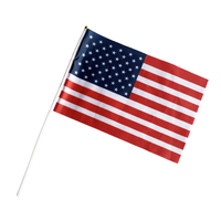 Drapeau à main personnalisé en gros avec bâton en plastique, impression recto-verso en polyester 100D, drapeau à agiter pour événements sportifs et défilés