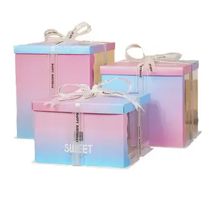 맞춤형 반투명 케이크 종이 상자 도매 일회용 케이크 상자