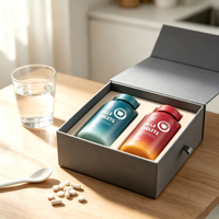 Flacons de capsules de soin du foie de luxe avec emballage cadeau 200ml 250ml Bouteille PET de qualité alimentaire pour soins médicaux Couleur dégradée