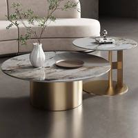Table basse en métal, style nordique, ensemble de meubles, table ronde moderne, table d'appoint, table de salon, table basse en marbre doré de luxe pour le salon
