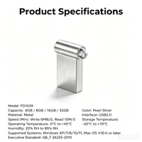 Flash Drive USB 2.0 Metal FD1039 Private Label Baru 4-32 GB 10MB/s Kecepatan Baca, Logo Custom, Kotak Hadiah, Grosir OEM ODM, Garansi 2 Tahun