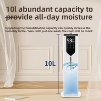Humidificateur ultrasonique vertical de grande capacité 10L avec commande tactile et télécommande, design intelligent pour aromathérapie, idéal pour la maison et l'hôtellerie