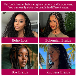 FH 12A <span class=keywords><strong>Cheveux</strong></span> humains bouclés italiens en vrac pour tresses bohèmes, sans trame, fournisseur de <span class=keywords><strong>cheveux</strong></span> indiens vierges # 2 mèches de <span class=keywords><strong>cheveux</strong></span> humains à tresser brun <span class=keywords><strong>foncé</strong></span> 100g - Product Image 4
