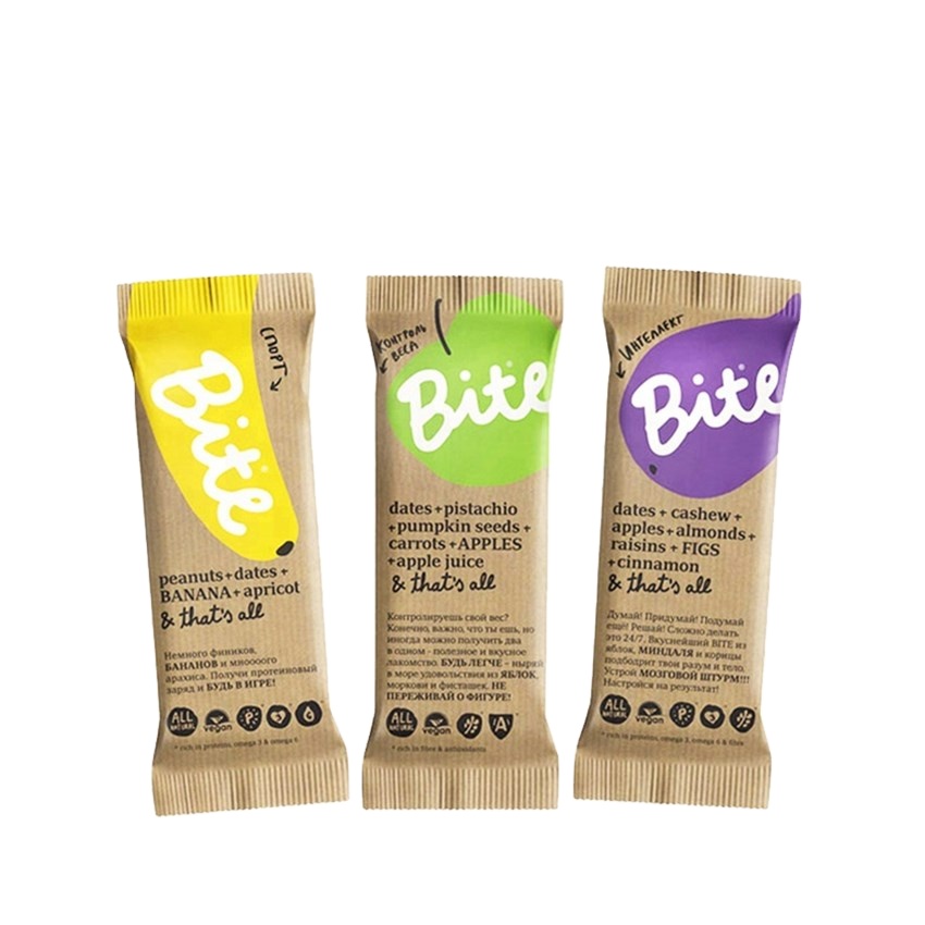 Biodegradable heal seal food packaging bag chocolate snack energy bar wrapper packaging