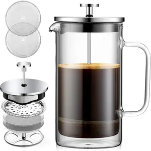 Populaire 350Ml 600Ml 800Ml 1000Ml Aangepaste Logo Theepot Koffie Draagbare Franse Pers