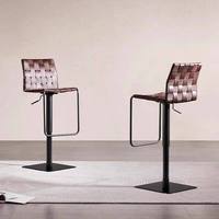 Tabourets de bar modernes de luxe en acier inoxydable sans accoudoirs, réglables en hauteur, pivotants à 360° avec repose-pieds, style minimaliste moderne