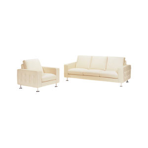Canapé 2 places en cuir blanc haut de gamme, design moderne, assise profonde, mobilier de luxe pour salon de villa et maison, vente en gros - Product Image 5