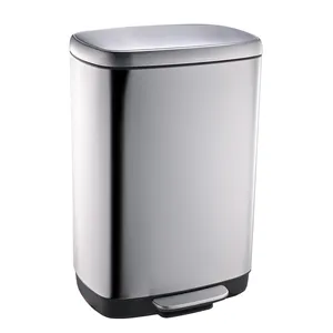 Worth To Buy Soft Close Stainless Steel Rectangle Waste Bin With Foot Pedal Step