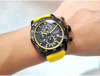 Montre de luxe pour homme Megir 2211 avec bracelet en silicone, mouvement à quartz, aiguilles lumineuses, chronographe, étanche, montre de sport