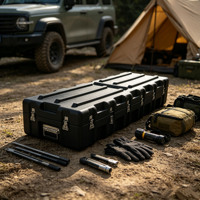 Boîte de rangement rotomoulée, boîte tactique, boîte de rangement en plastique robuste pour camionnette, SUV, camping, expédition