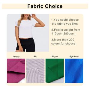 เสื้อยืดครอปสตรีผ้าคอตตอนคอมบ์95ผ้ายืดผ้าสแปนเด็กซ์ - Product Image 2