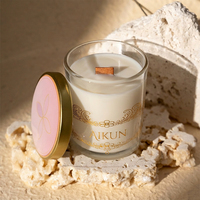 Bougie parfumée de luxe AIKUN, fabriquée sur mesure, dans un bocal en verre imprimé avec mèche en bois, pour la maison