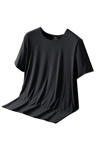 Men's Regular Fit Formal Short Sleeve <strong>Modal</strong> Knitted T-Shirt 220g Silk Screen <strong>Printed</strong> Front Logo Solid Color Breathable - Product Image 2