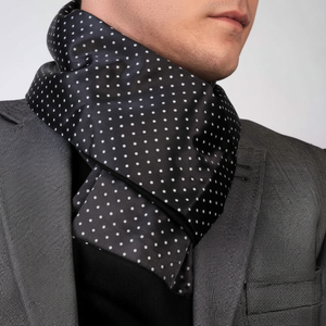 Black Double Sided Scarf with White Polka Dots - Product Image 2