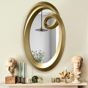 <span class=keywords><strong>Espejo</strong></span> decorativo de fábrica ovalado de nuevo diseño dorado, <span class=keywords><strong>Espejo</strong></span> de pared para sala de estar, <span class=keywords><strong>Espejo</strong></span> Irregular de lujo - Product Image 3