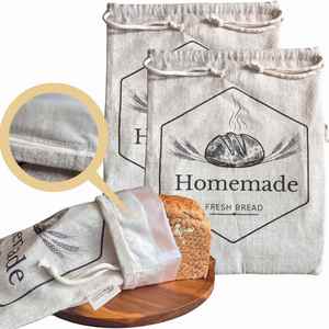 For Homemade Breads Natural Lined Cotton Reusable Bread <b>Bags</b> Freshness <b>Large</b> Food Storage Promotion <b>Gift</b> - Product Image 3