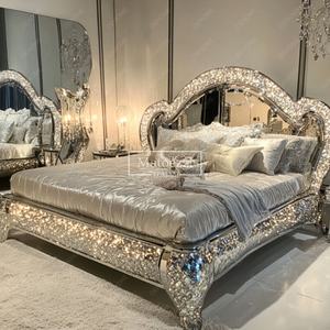 Letto Moderno a Specchio con Dettagli a Diamante per Camera da Letto, Hotel o Villa, <span class=keywords><strong>Mobili</strong></span> di Lusso per la Zona Notte - Product Image 6