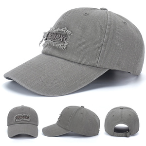 Gorra de Béisbol Unisex de Algodón con Etiqueta Bordada, Estilo Vintage, Desgastada, con Bordes Deshilachados, Deportiva, para el Sol, Verano - Product Image 5