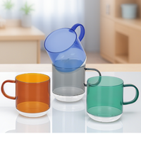 Tasse en verre à café en verre à haute teneur en borosilicate de couleur bicolore de haute qualité en gros