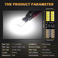 HOLY T10-4014-24SMD 5 Ampoules LED pour plaque d'immatriculation de voiture DC12V 576LM Super Lumineuses pour rétrofit et éclairage intérieur