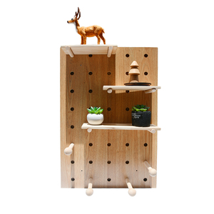YOULKE Wood Panel Pegboard Modular Hanging Storage Organizer <b>Coat</b> <b>Rack</b> Shelf Wooden Floating Shelves for <b>Wall</b> - Product Image 1