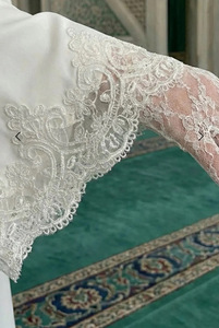 Robe <span class=keywords><strong>de</strong></span> mariée musulmane élégante en satin à traîne pour mariage - Product Image 3