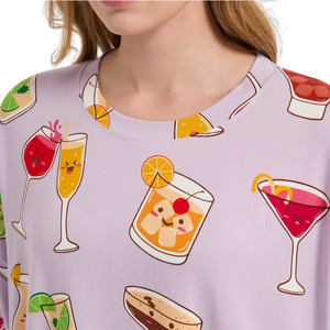 ชุดนอนผ้าเนื้อนุ่มพร้อมกางเกงสำหรับผู้หญิง ลายพิมพ์ Monday Sleeping Club เสื้อยืดนอนหลับไซส์ใหญ่ แขนสั้น ทรงโอเวอร์ไซส์ - Product Image 5