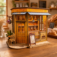 Kit de Bricolaje al por Mayor para Rincón de Lectura, Miniatura de Panadería de Madera con Luz LED, Inserto para Estantería, Rompecabezas 3D de Madera, Casa de Muñecas, Regalo Artesanal, OEM Personalizado